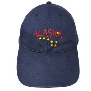 Alaska Strapback Hat Blue OS Adjustable Embroidered Patriotic Arctic Circle